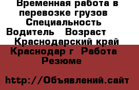 Временная работа в перевозке грузов › Специальность ­ Водитель › Возраст ­ 66 - Краснодарский край, Краснодар г. Работа » Резюме   